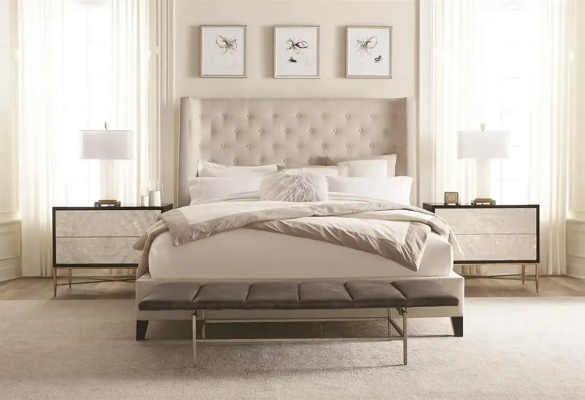 Bernhardt Adagio Nightstand with 2 Touch-To-Open Drawers & Capiz Shell Drawer Fronts