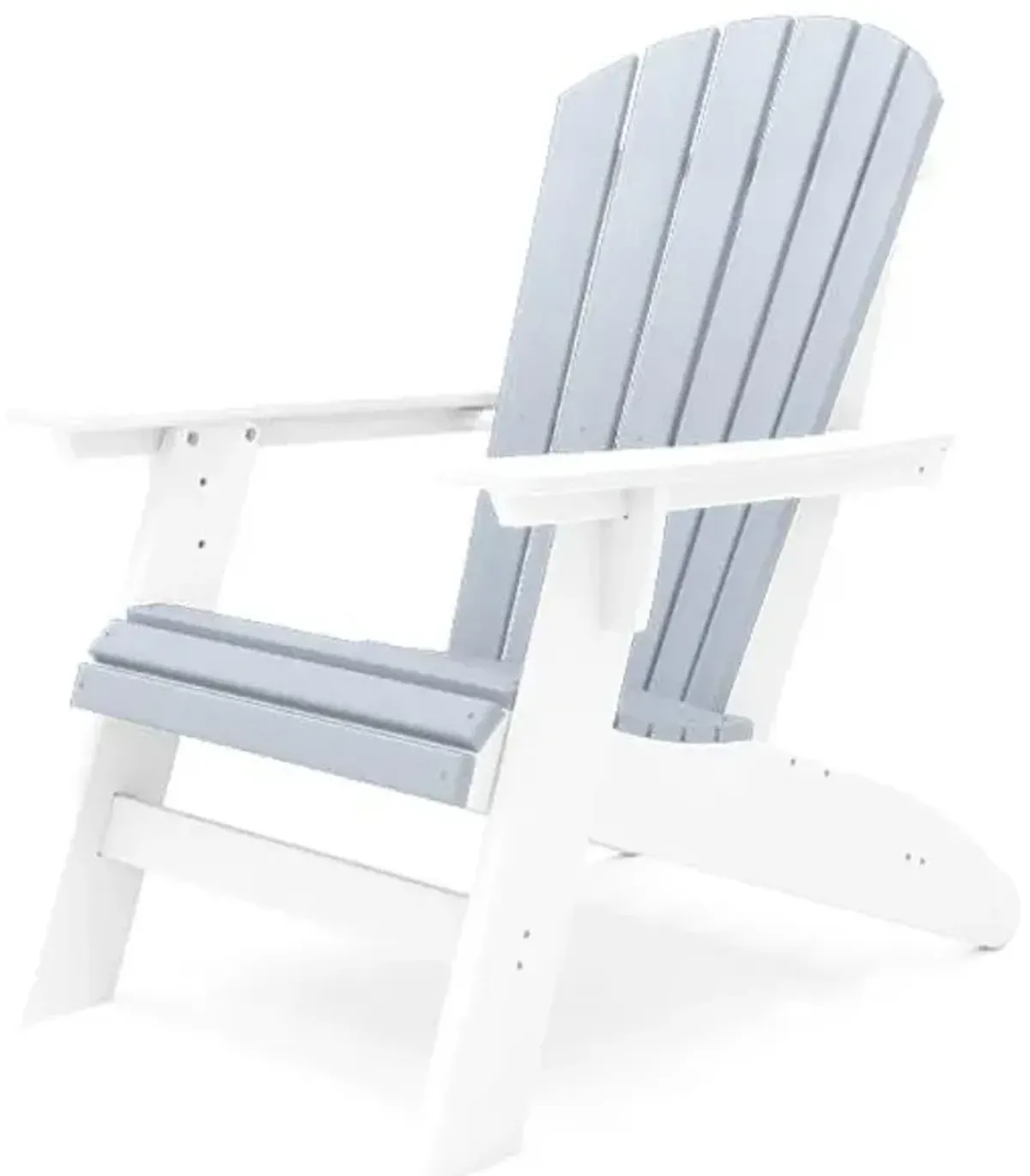 Sopoly Destin White & Heron Gray Outdoor Adirondack Chair with Cupholder