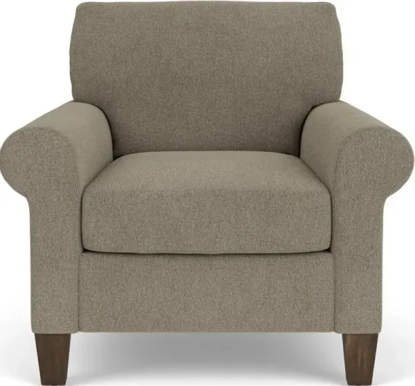 Flexsteel South Haven Gray Dove Rolled Arm Chair with Square Legs
