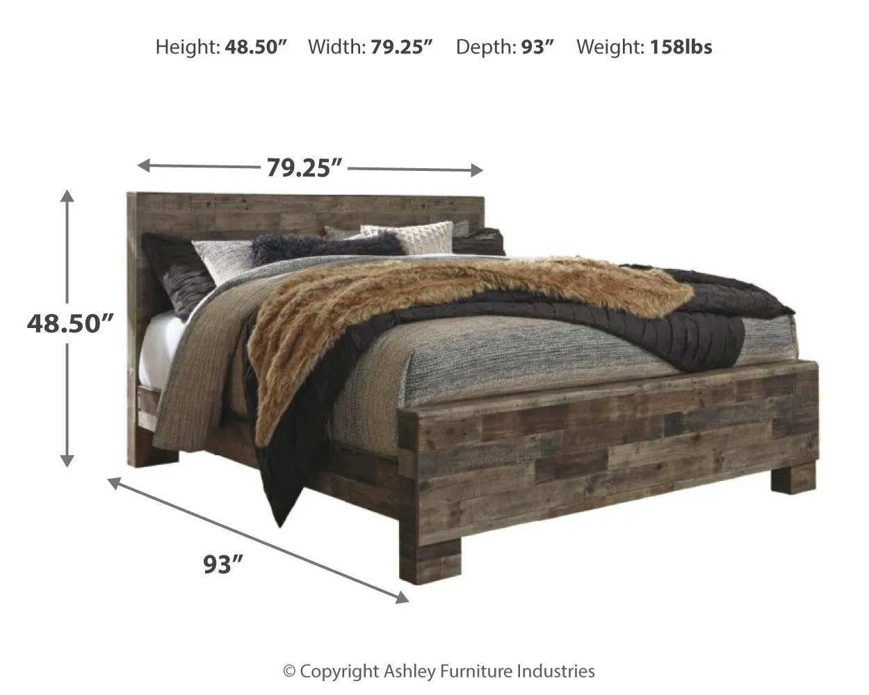 DEREKSON KING PANEL BED MULTI GRAY BENCHCRAFT