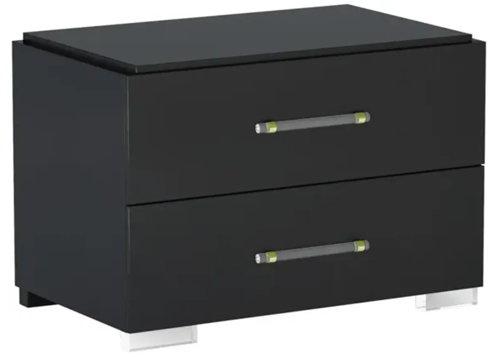 Chintaly Florence Modern 2-Drawer Gloss Black Night Stand