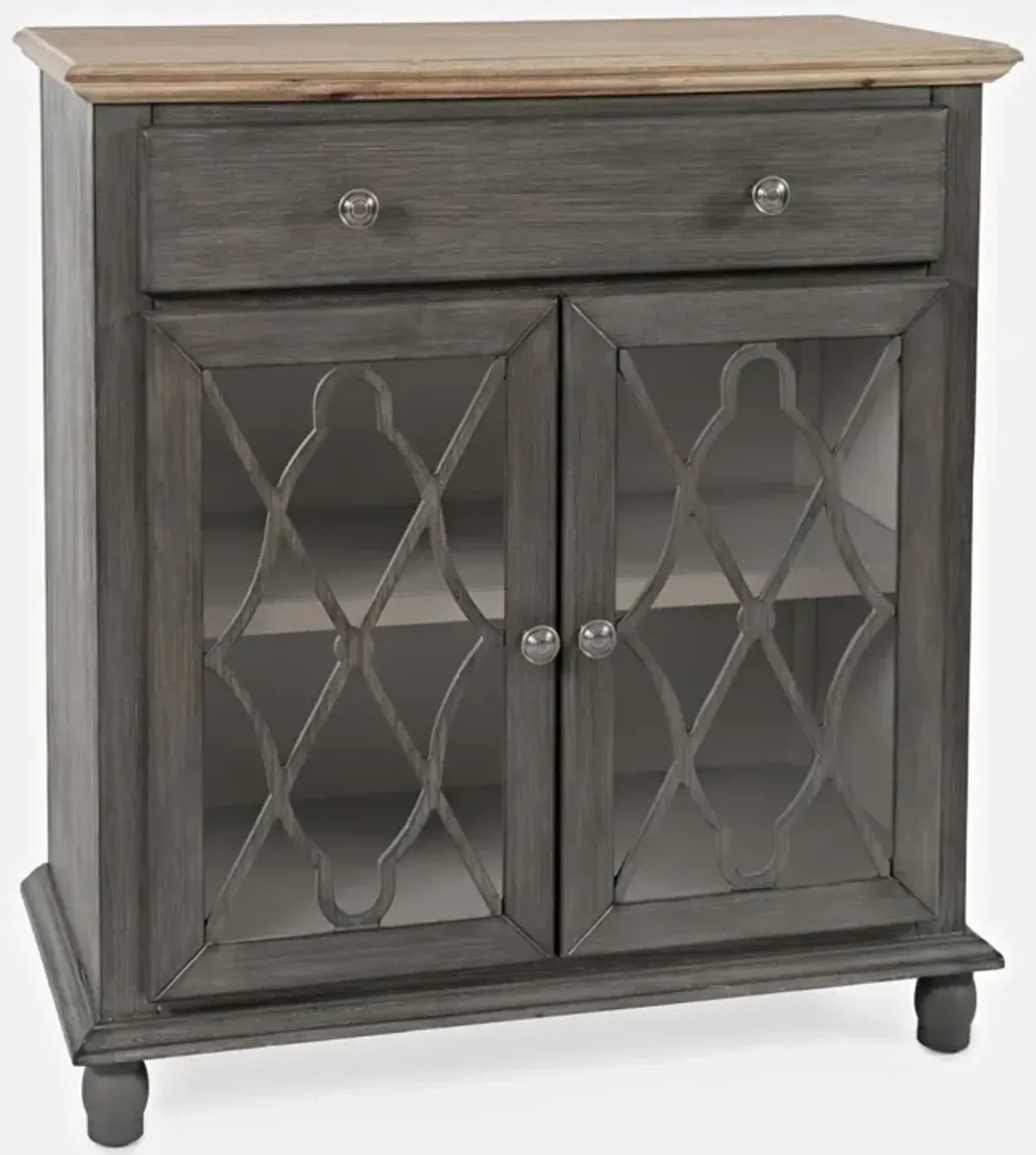 Jofran Aurora Hills 2-Door Accent Cabinet Brushed Grey Bisque