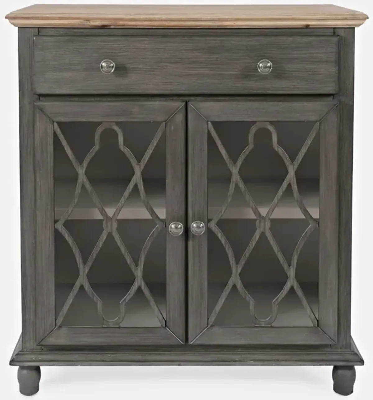 Jofran Aurora Hills 2-Door Accent Cabinet Brushed Grey Bisque