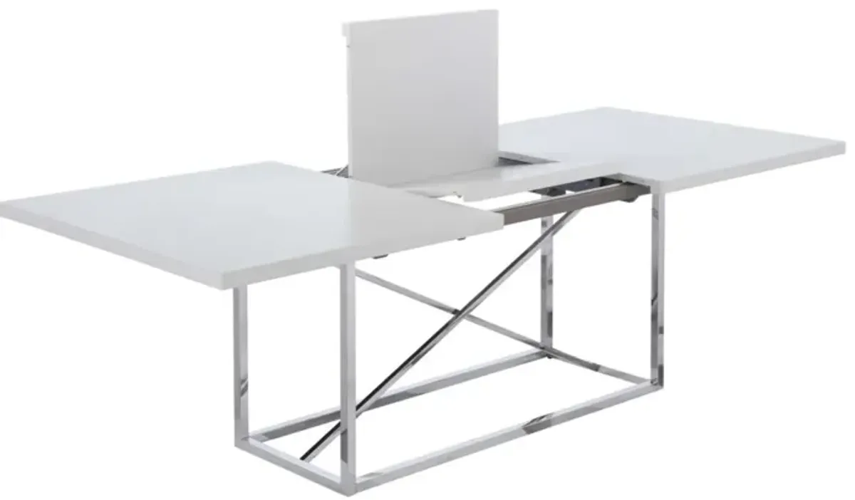 Chintaly Kendall Contemporary Extendable Gray Dining Table with Steel Frame