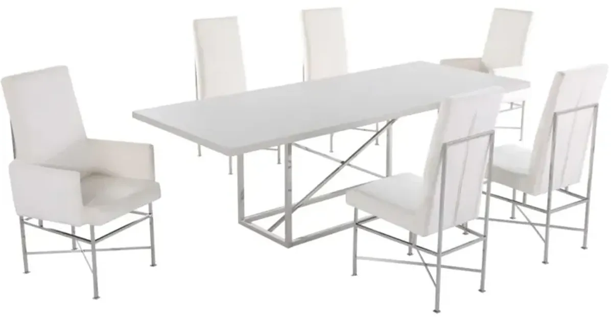 Chintaly Kendall Contemporary Extendable Gray Dining Table with Steel Frame