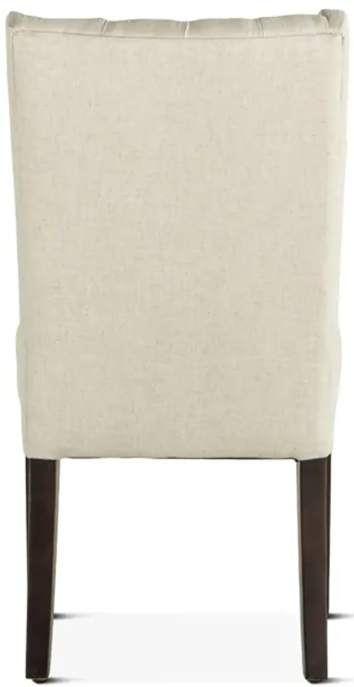 Home Trends Design White Natural Linen Tufted Back Dining Chair with Dark Wood Legs