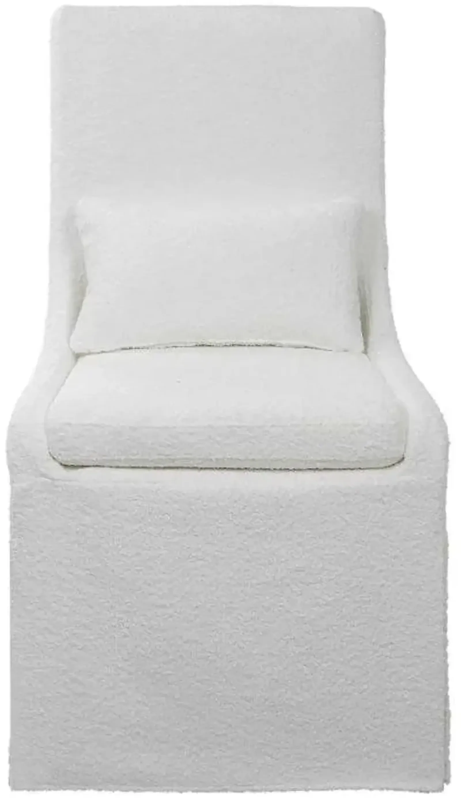 Uttermost Modern Minimalist Snow White Textured Slipper Chair with Lumbar Pillow