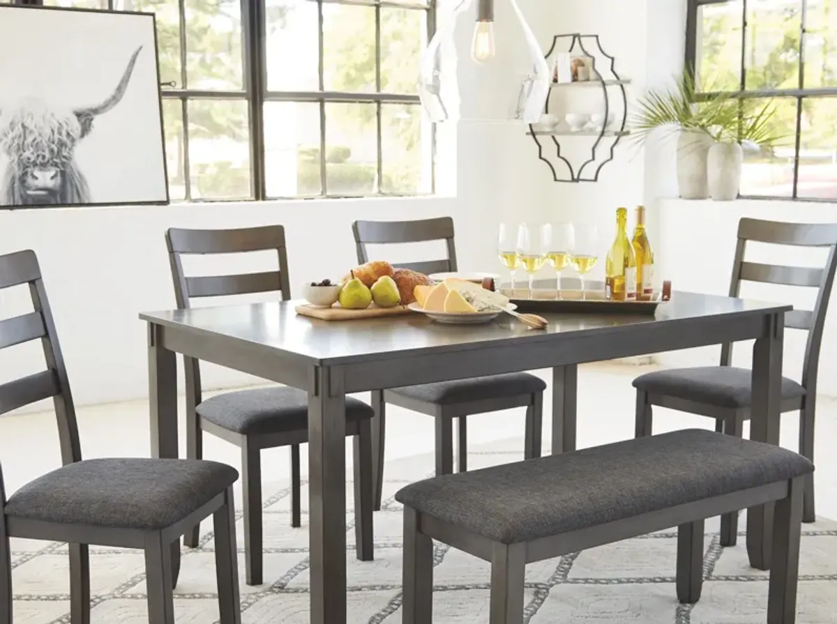 Ashley Bridson Dining Table & Chairs with Bench Gray