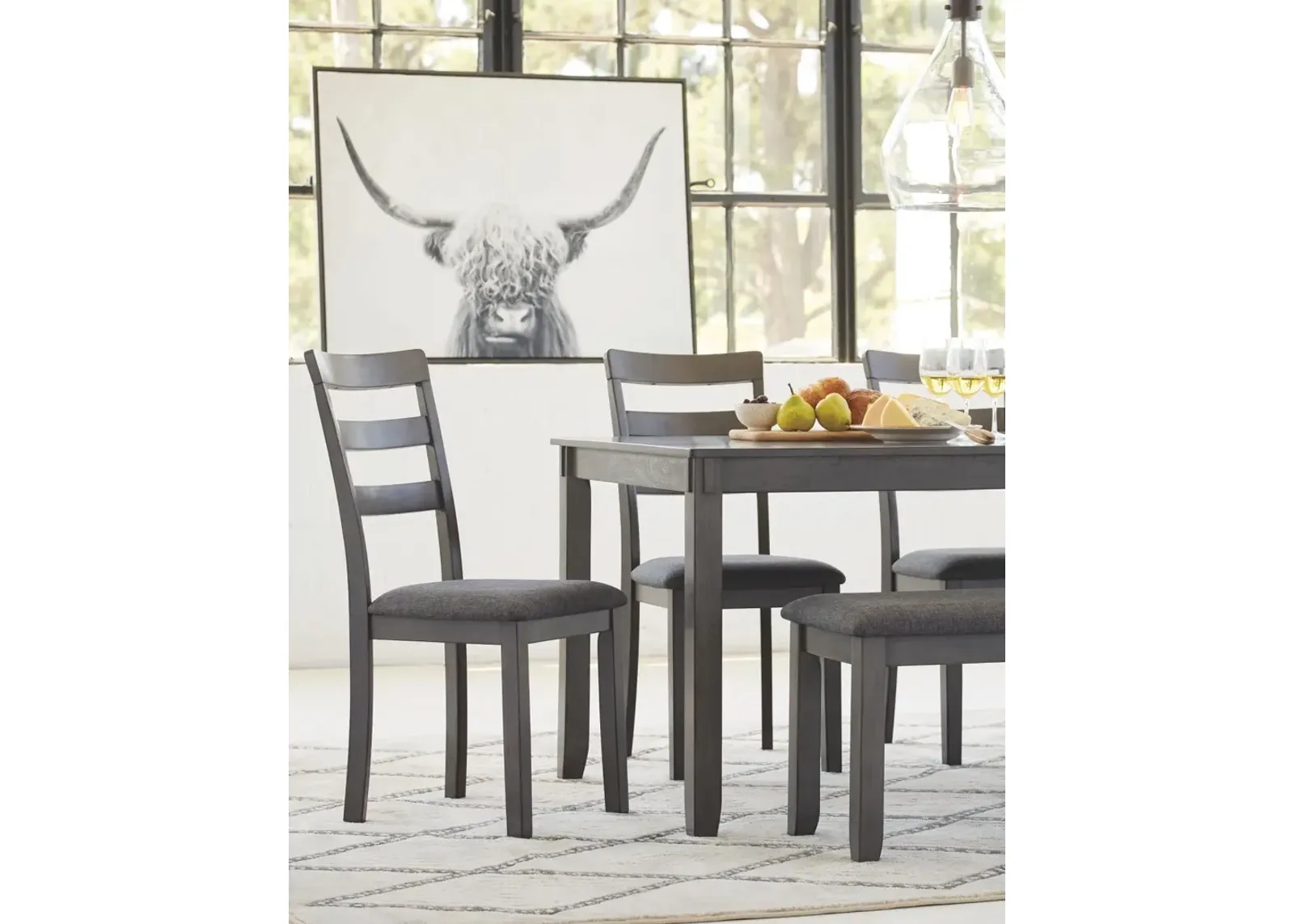 Ashley Bridson Dining Table & Chairs with Bench Gray