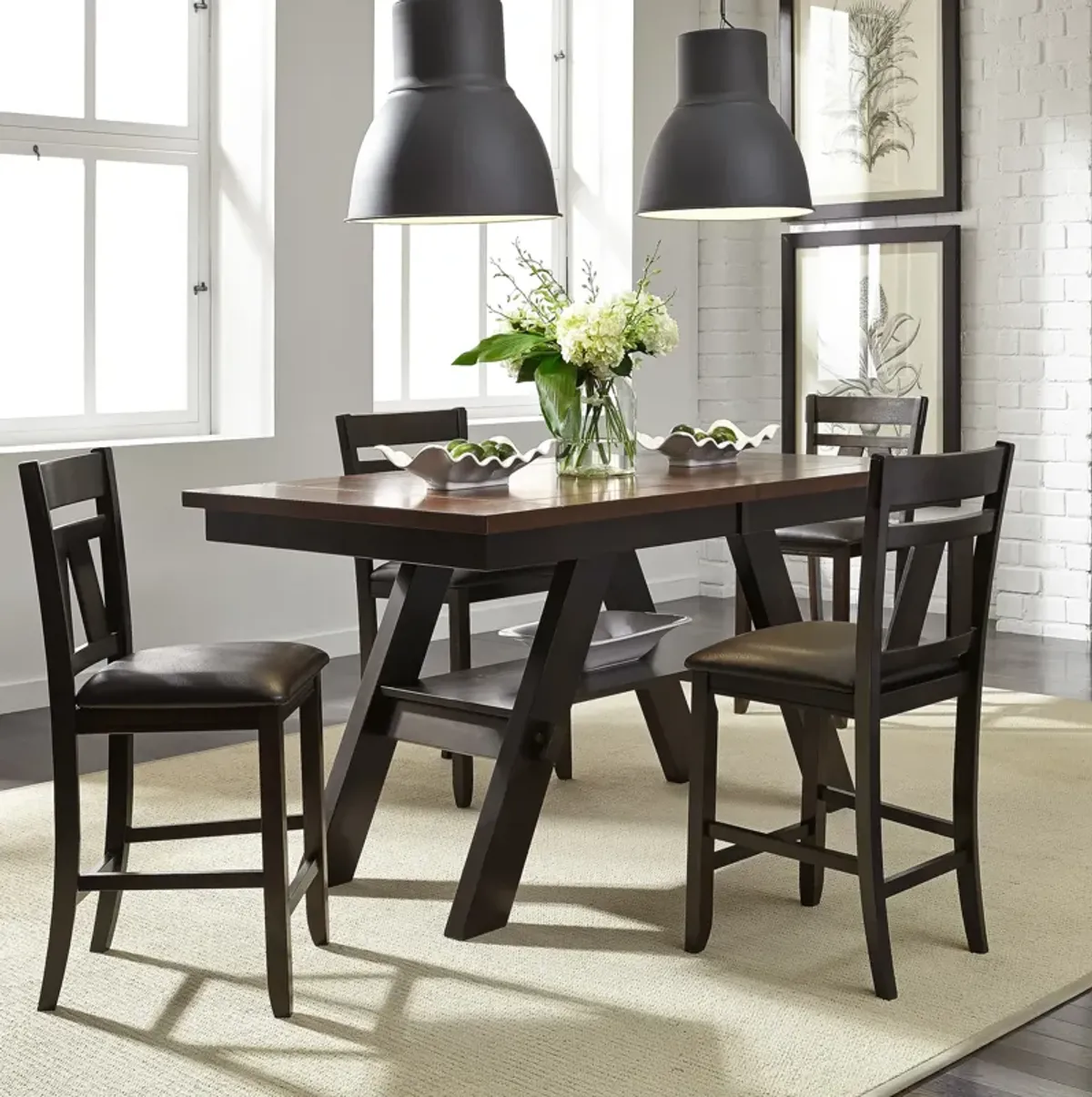 Liberty Furniture Lawson 5-Piece Two-Tone Gathering Casual Dining Table Set