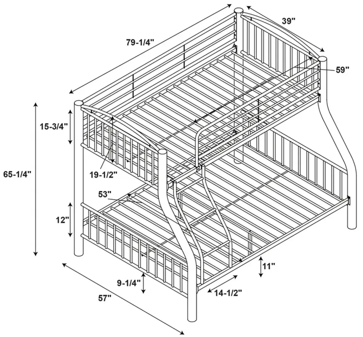 Powell Heavy Metal Twin Full Bunk Bed