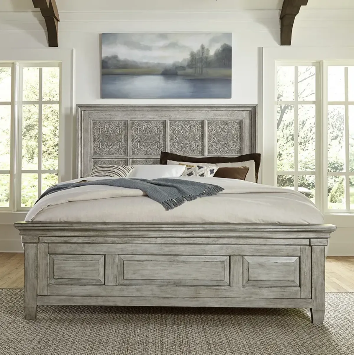 Liberty Furniture Heartland Antique White Coastal King Panel Bed