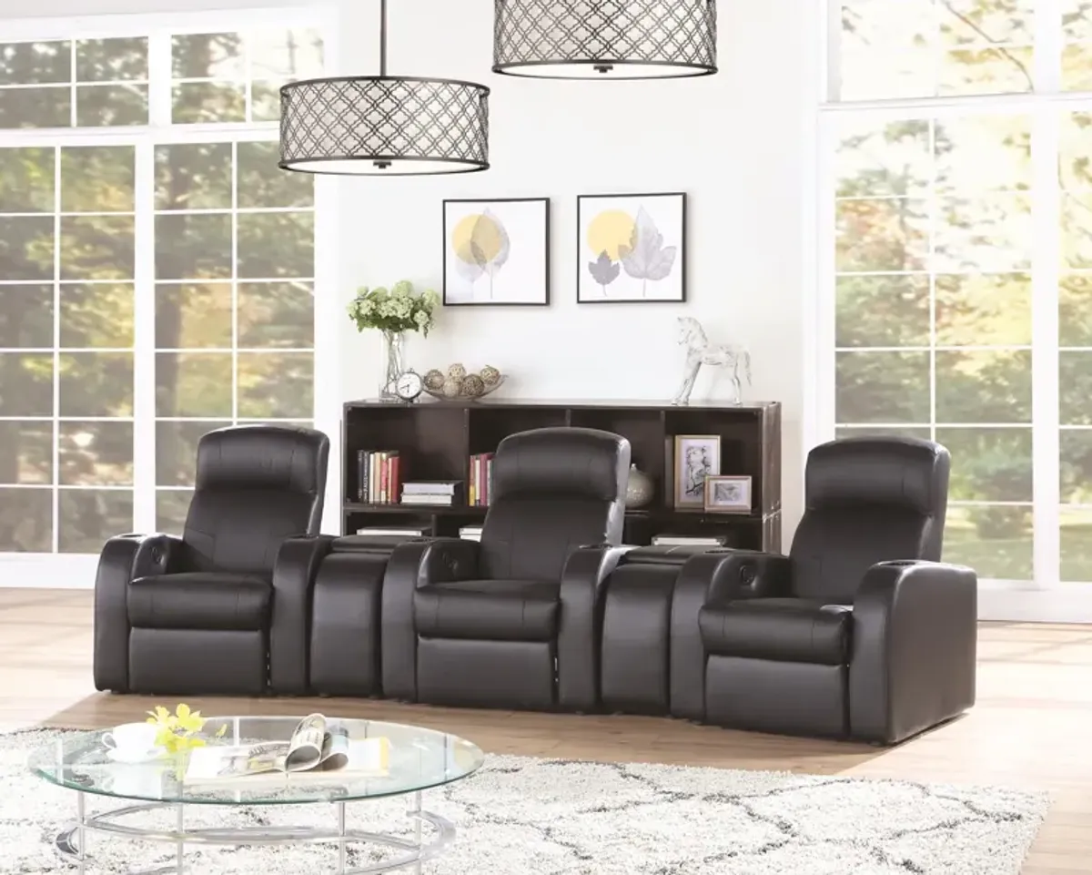 Coaster Cyrus Upholstered Track Arm Recliner Black