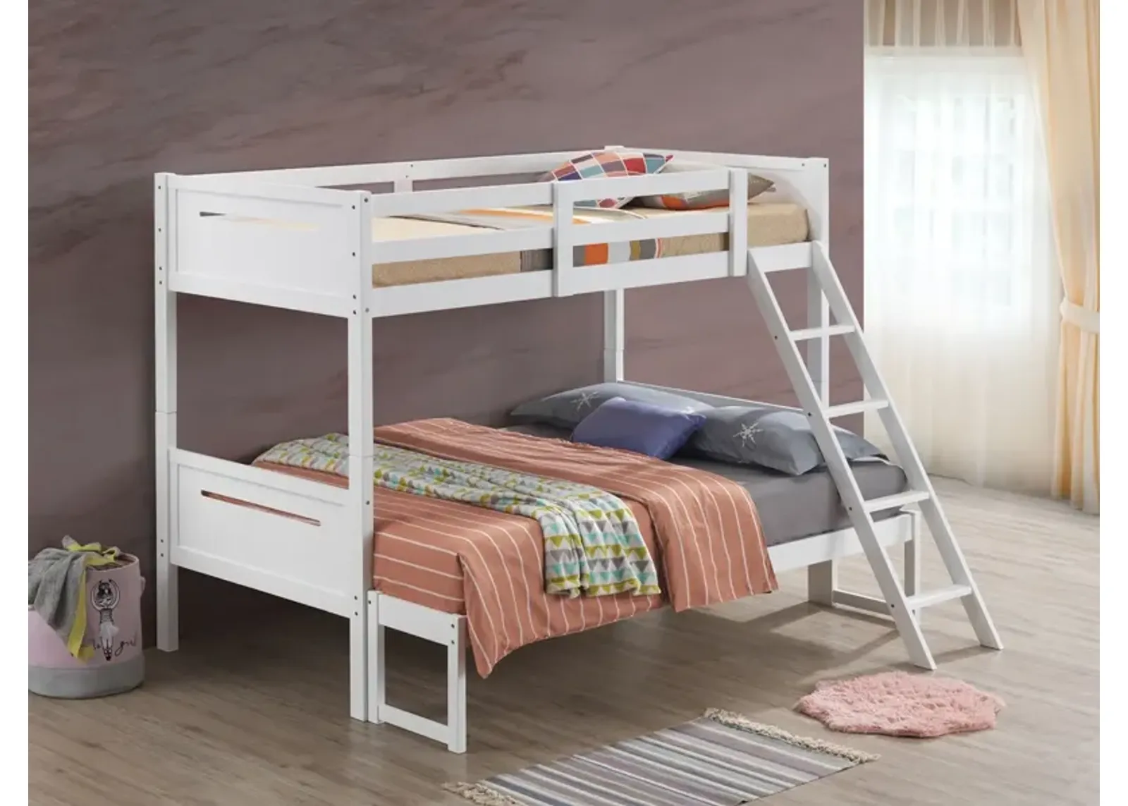 Coaster Littleton Wood Twin Over Full Bunk Bed White