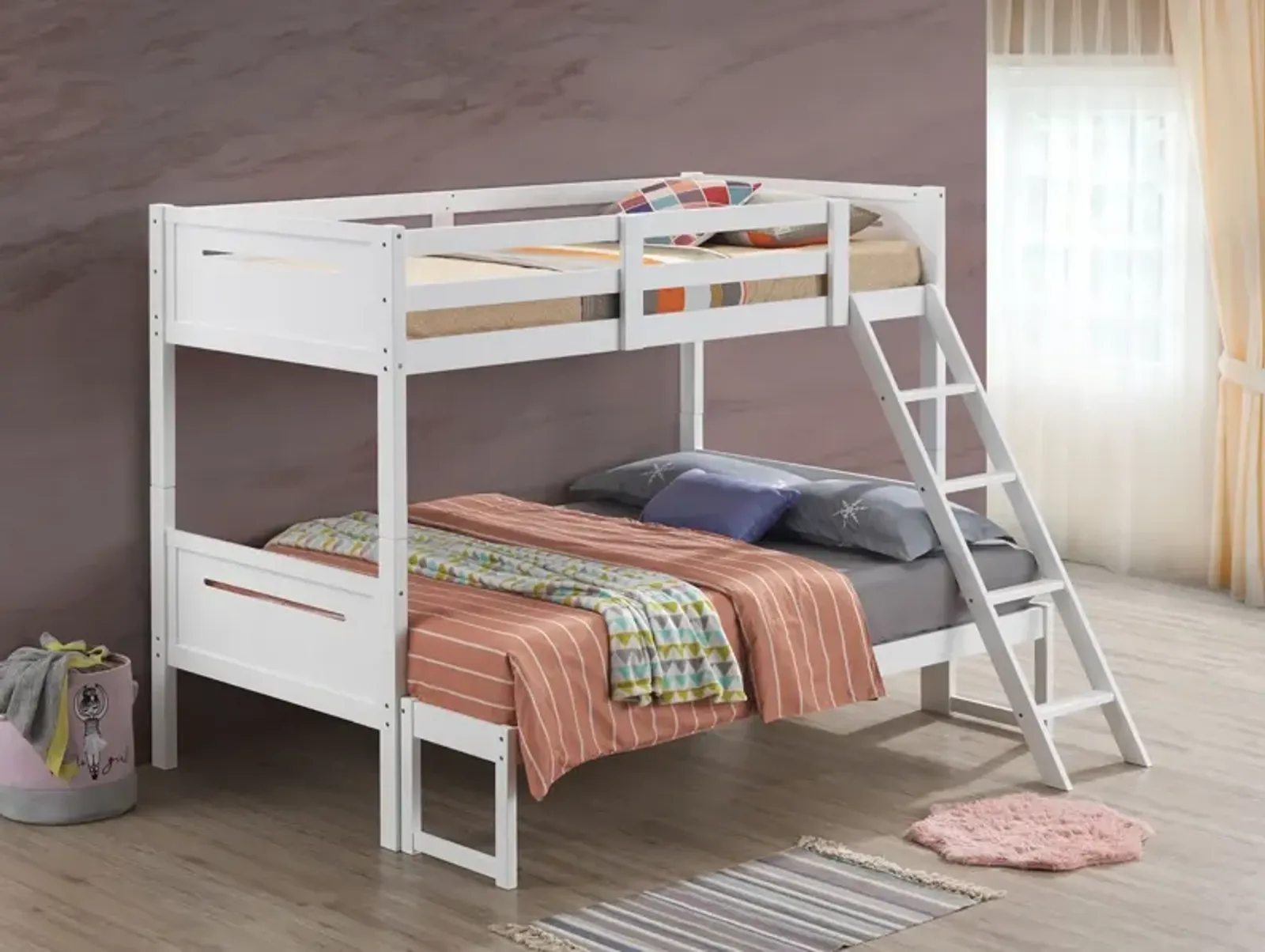 Coaster Littleton Wood Twin Over Full Bunk Bed White