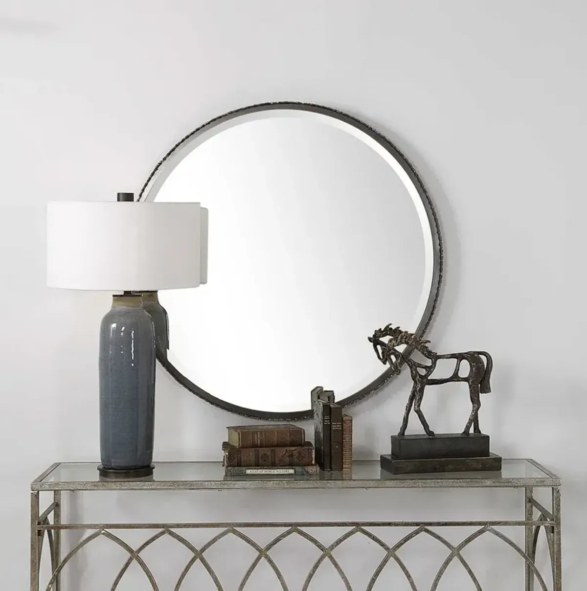 Uttermost Ada Round Steel Silver Mirror