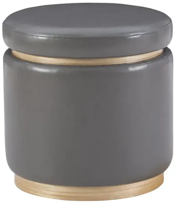 Linon Blanche Polyurethane Grey Storage Ottoman