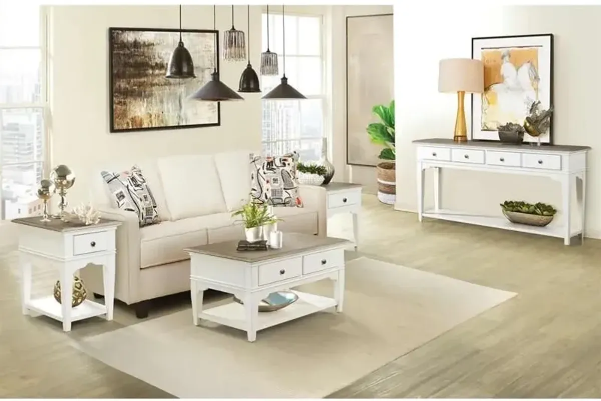 Riverside Myra Natural & Paperwhite 1-Drawer Chairside Table