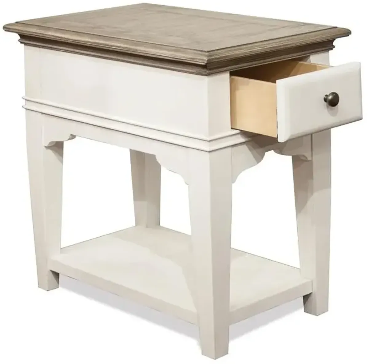 Riverside Myra Natural & Paperwhite 1-Drawer Chairside Table