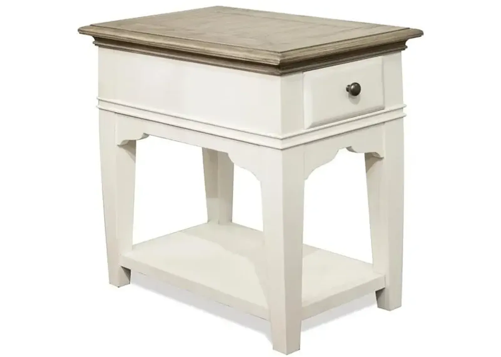 Riverside Myra Natural & Paperwhite 1-Drawer Chairside Table