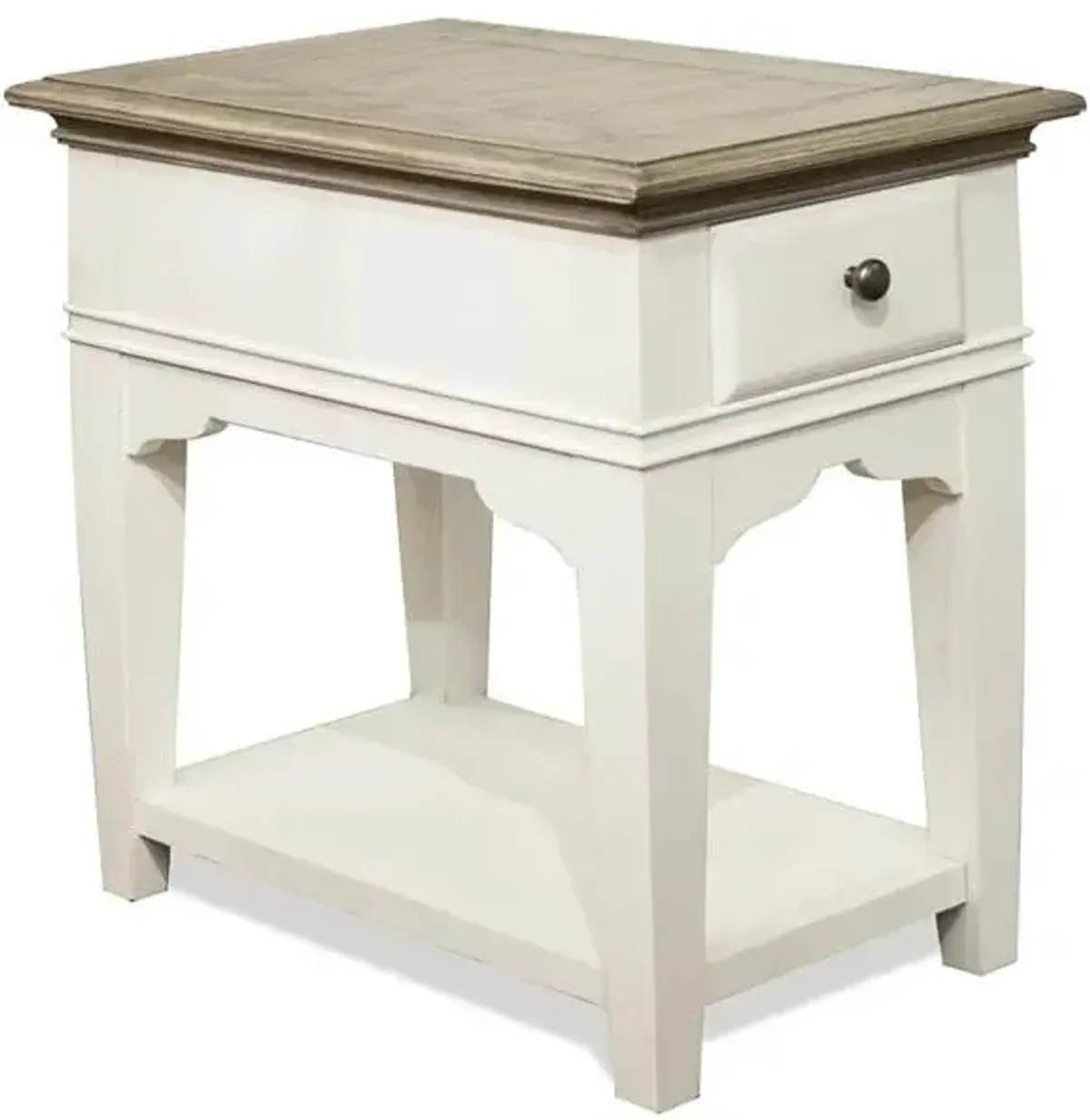 Riverside Myra Natural & Paperwhite 1-Drawer Chairside Table