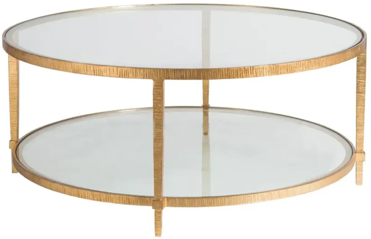 Artistica Home by Lexington Metal Designs Claret 42 Inch Round Metal Cocktail Table Gold Leaf/Clear