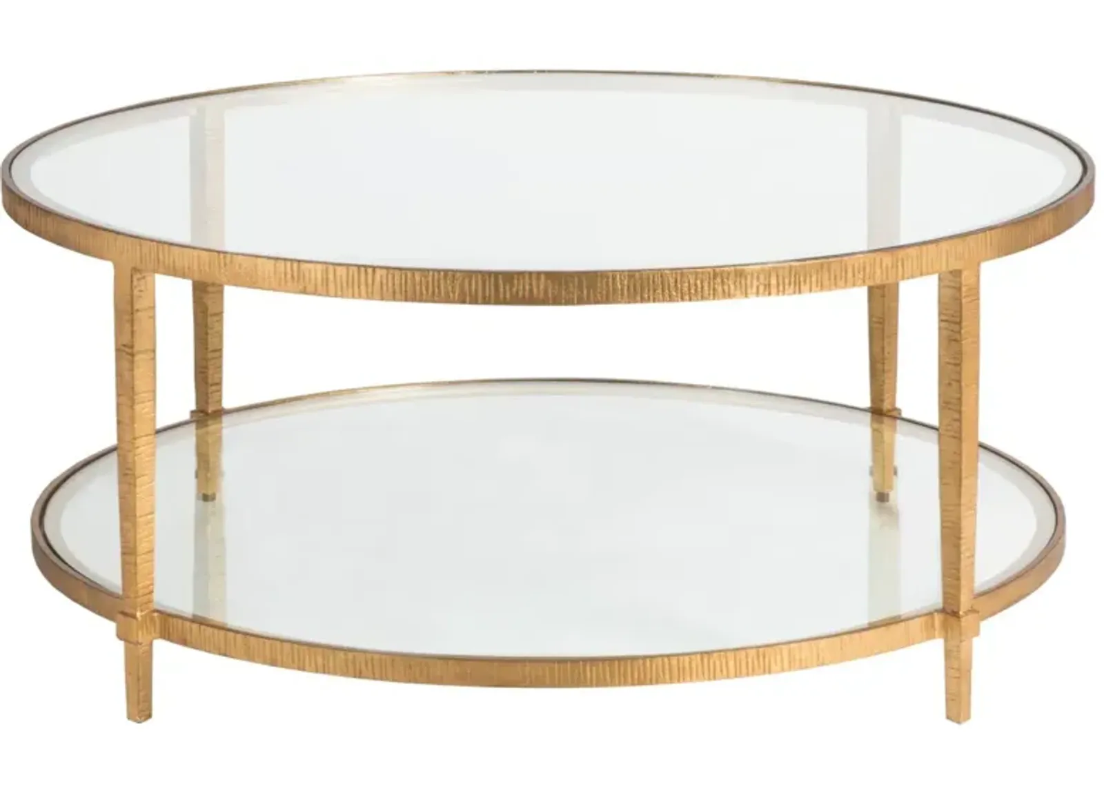 Artistica Home by Lexington Metal Designs Claret 42 Inch Round Metal Cocktail Table Gold Leaf/Clear