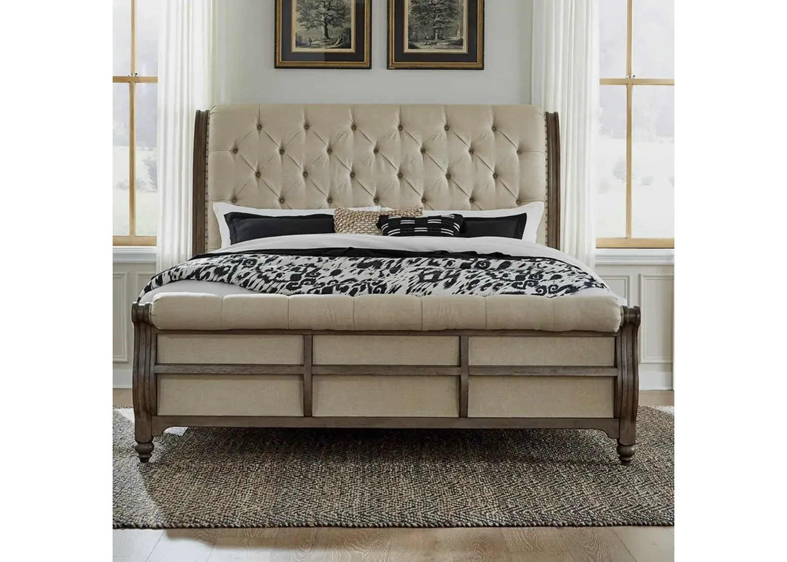 Liberty Furniture Americana Farmhouse Beige/Dusty Taupe King Sleigh Bed