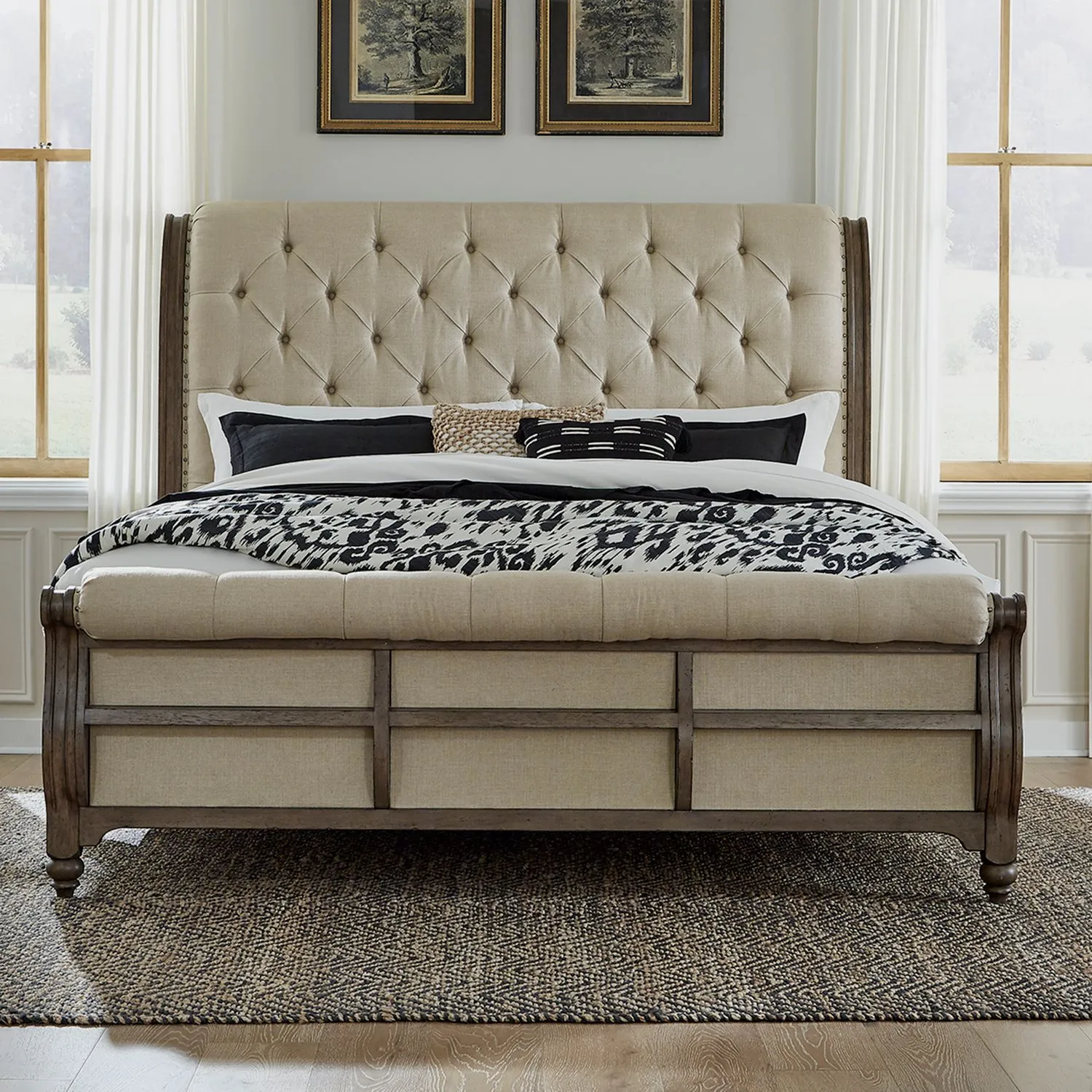 KING SLEIGH BED - AMERICANA FARMHOUSE