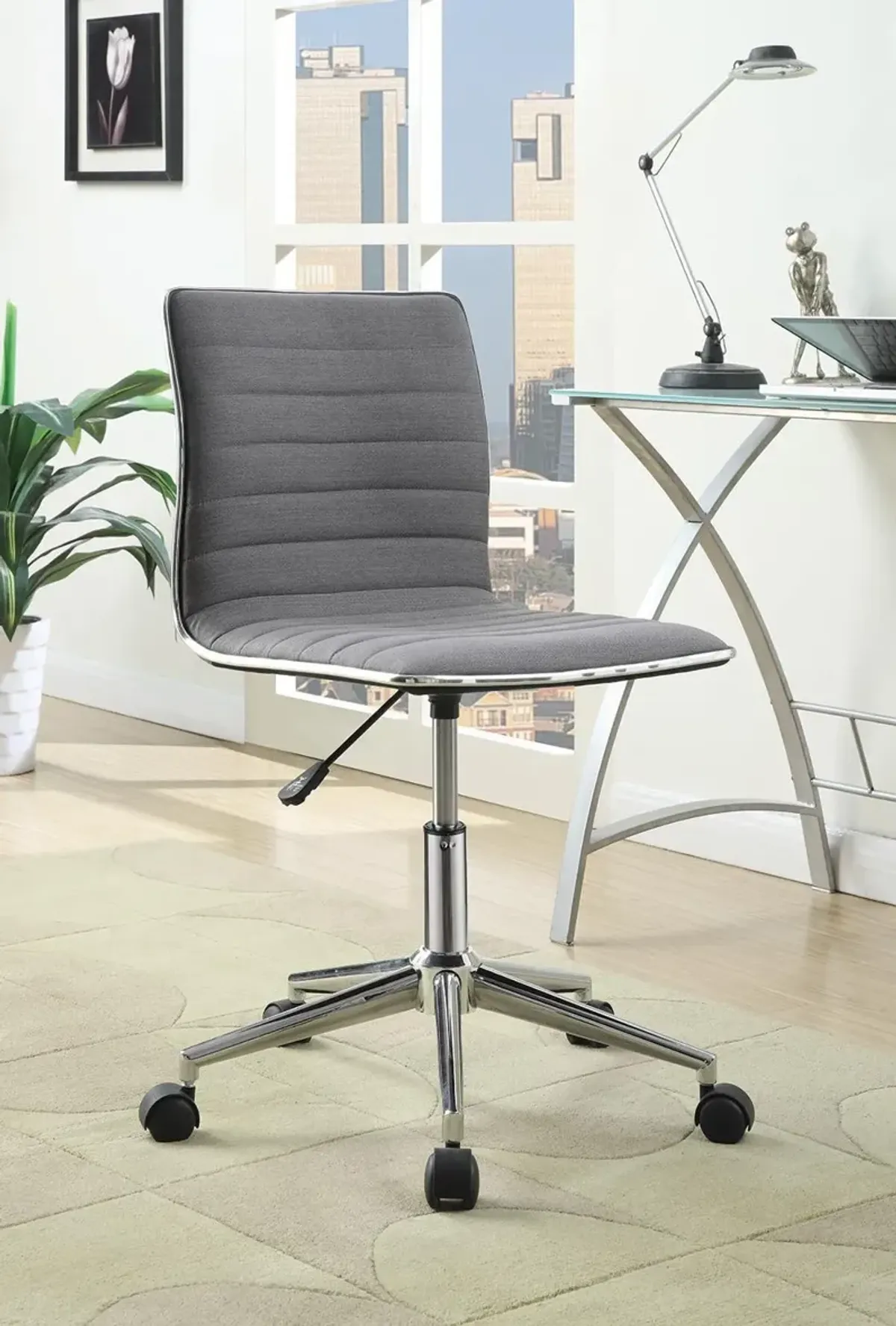 Coaster Chryses Upholstered Adjustable Home Office Desk Chair Grey