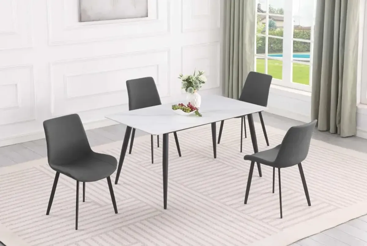 Chintaly Kingsley Contemporary Dining Set with Sintered Stone Table & Curved Chairs