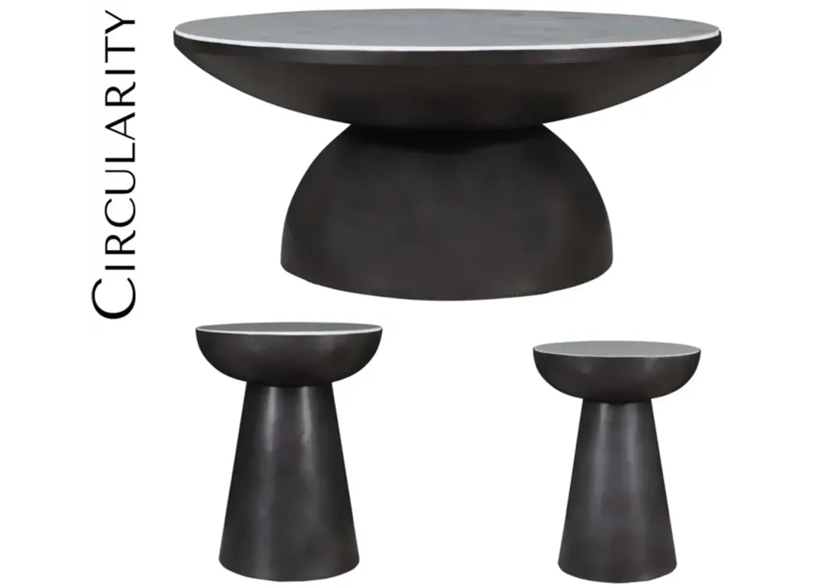 Jofran Circularity Round Chairside Table Black & Marble