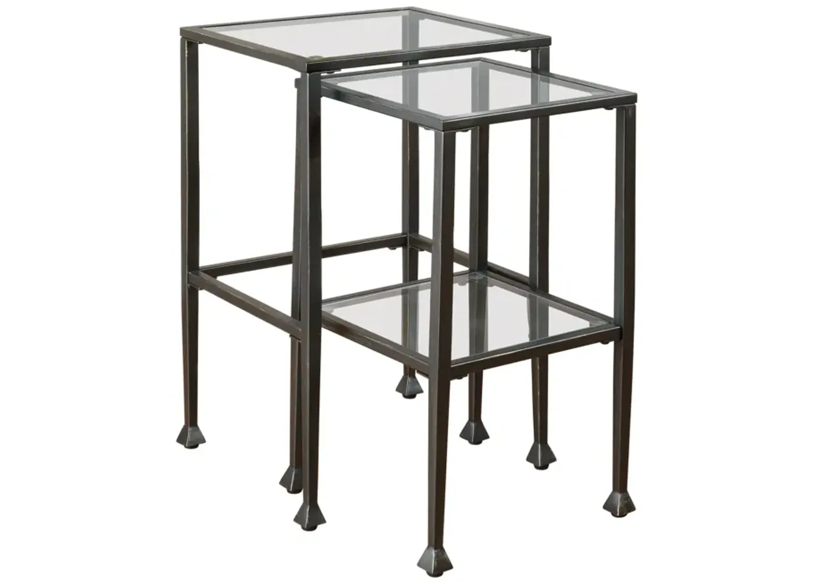 Coaster Leilani 2-Piece Glass Top Nesting Table Set Black