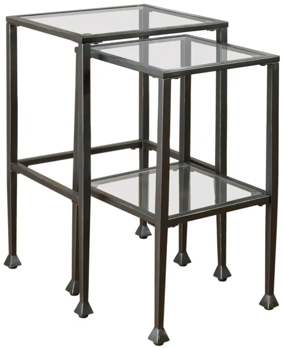 Coaster Leilani 2-Piece Glass Top Nesting Table Set Black