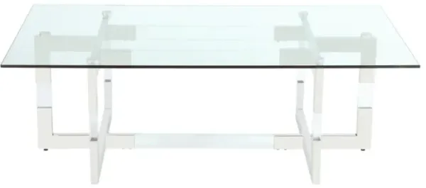 Chintaly Yasmin Contemporary Glass Cocktail Table with Acrylic Floating Base