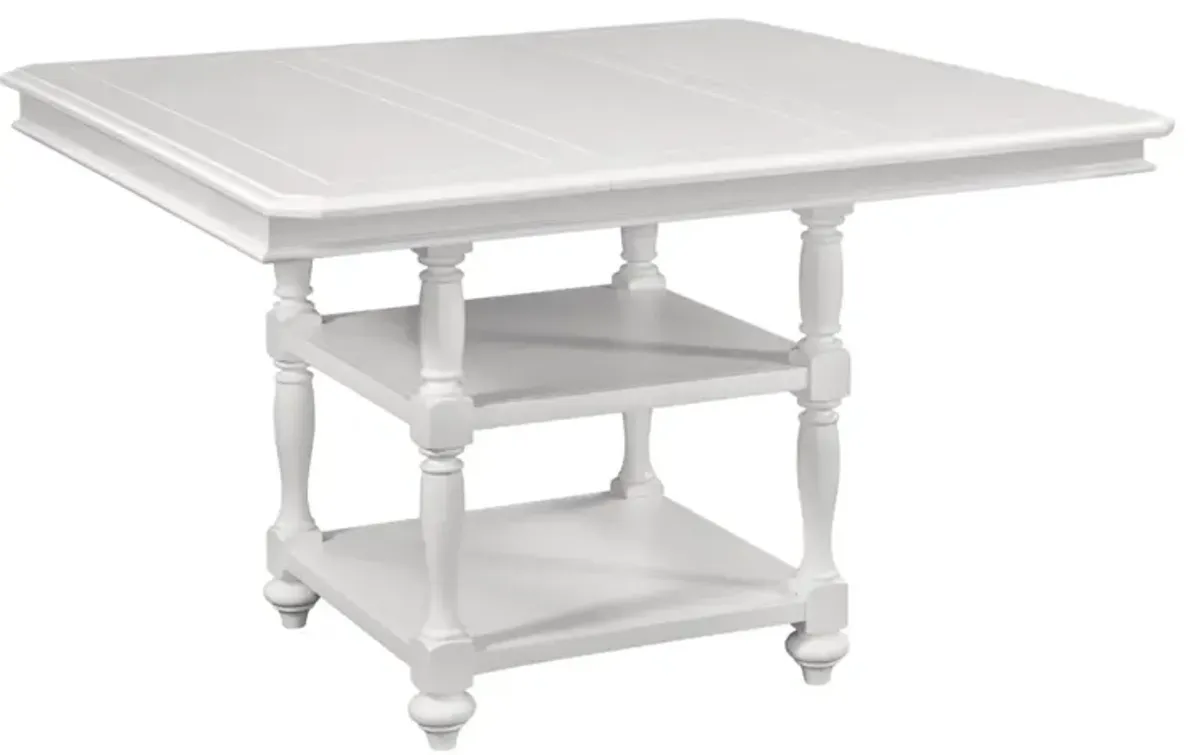 American Woodcrafters Cottage Traditions Gathering Height Table with 18 Inch Leaf Clean White Cottage Finish