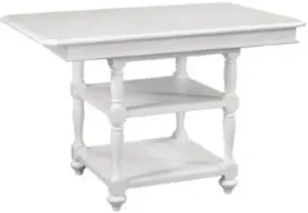 Cottage Traditions Gathering Height Table with 18 Inch Leaf Clean White Cottage Finish