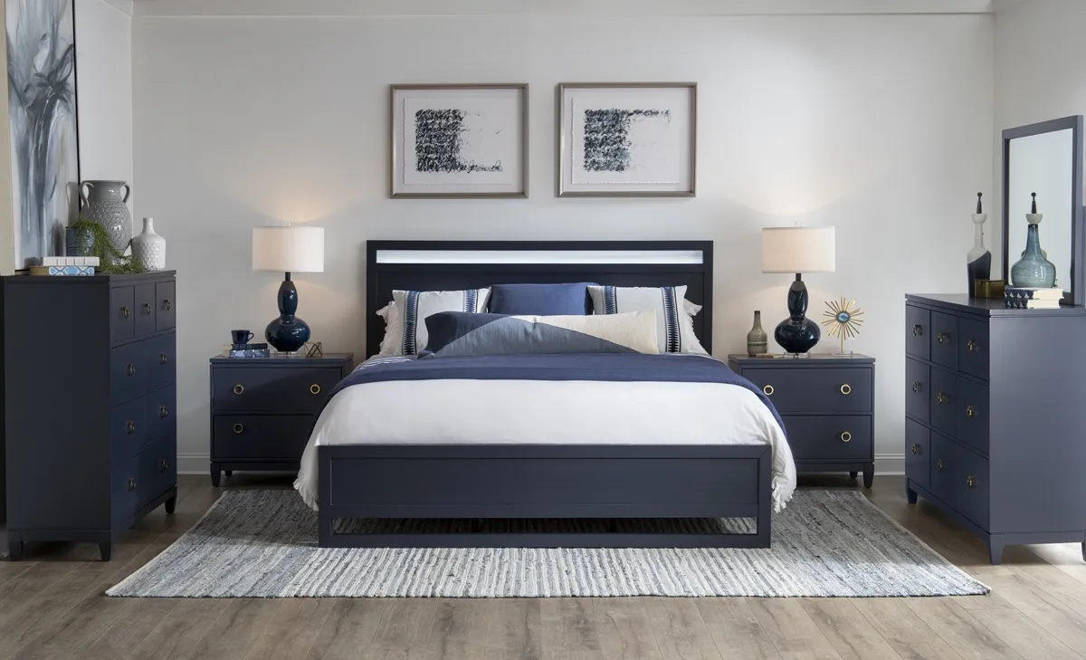 COMPLETE PANEL BED KING BLUE FINISH - SUMMERLAND INKWELL