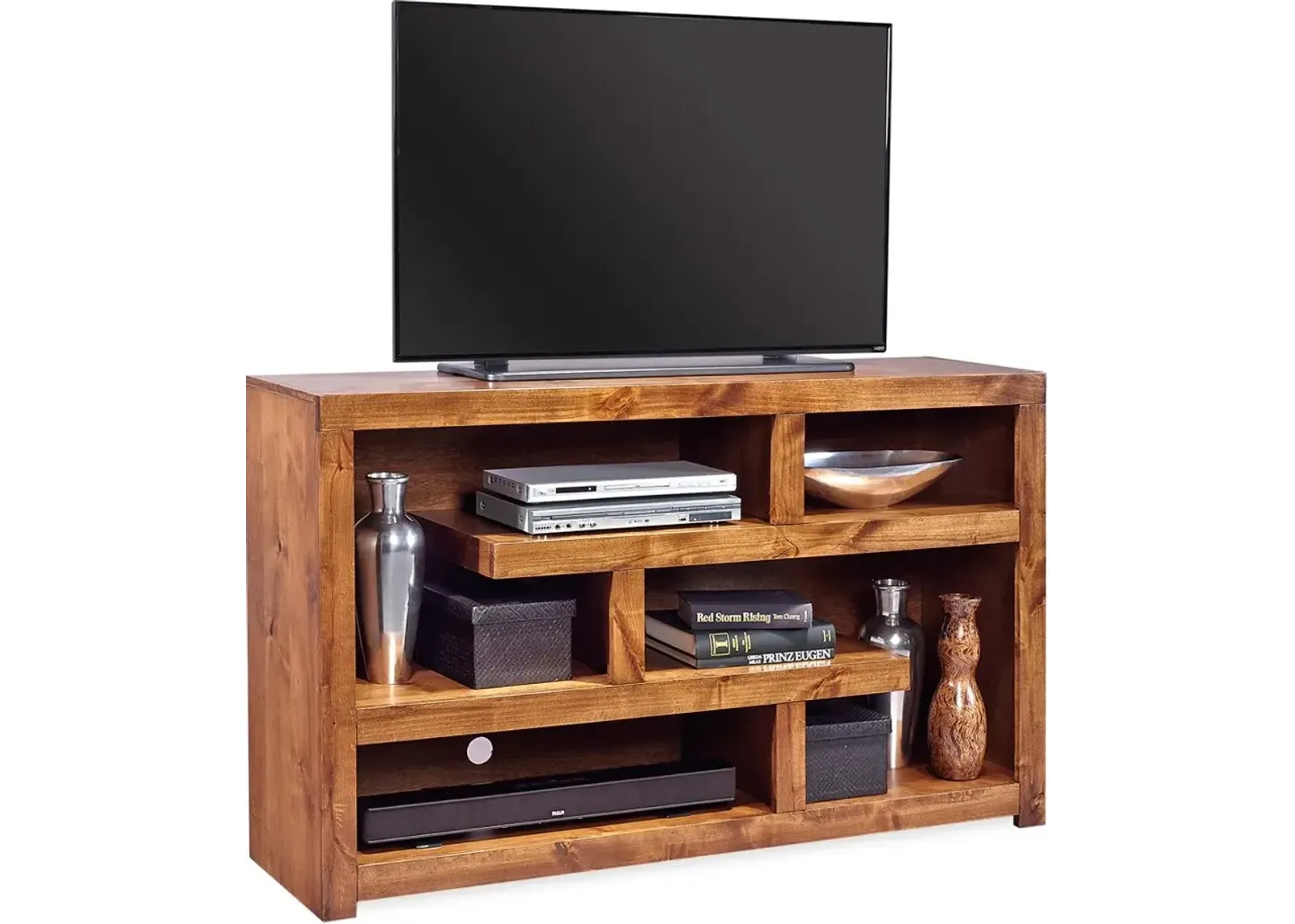 LIFESTYLE FRUITWOOD 60 INCH OPEN TV STAND CONSOLE