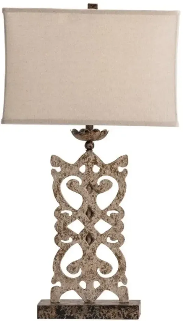 Crestview Mariposa Aged White/Beige White Table Lamp
