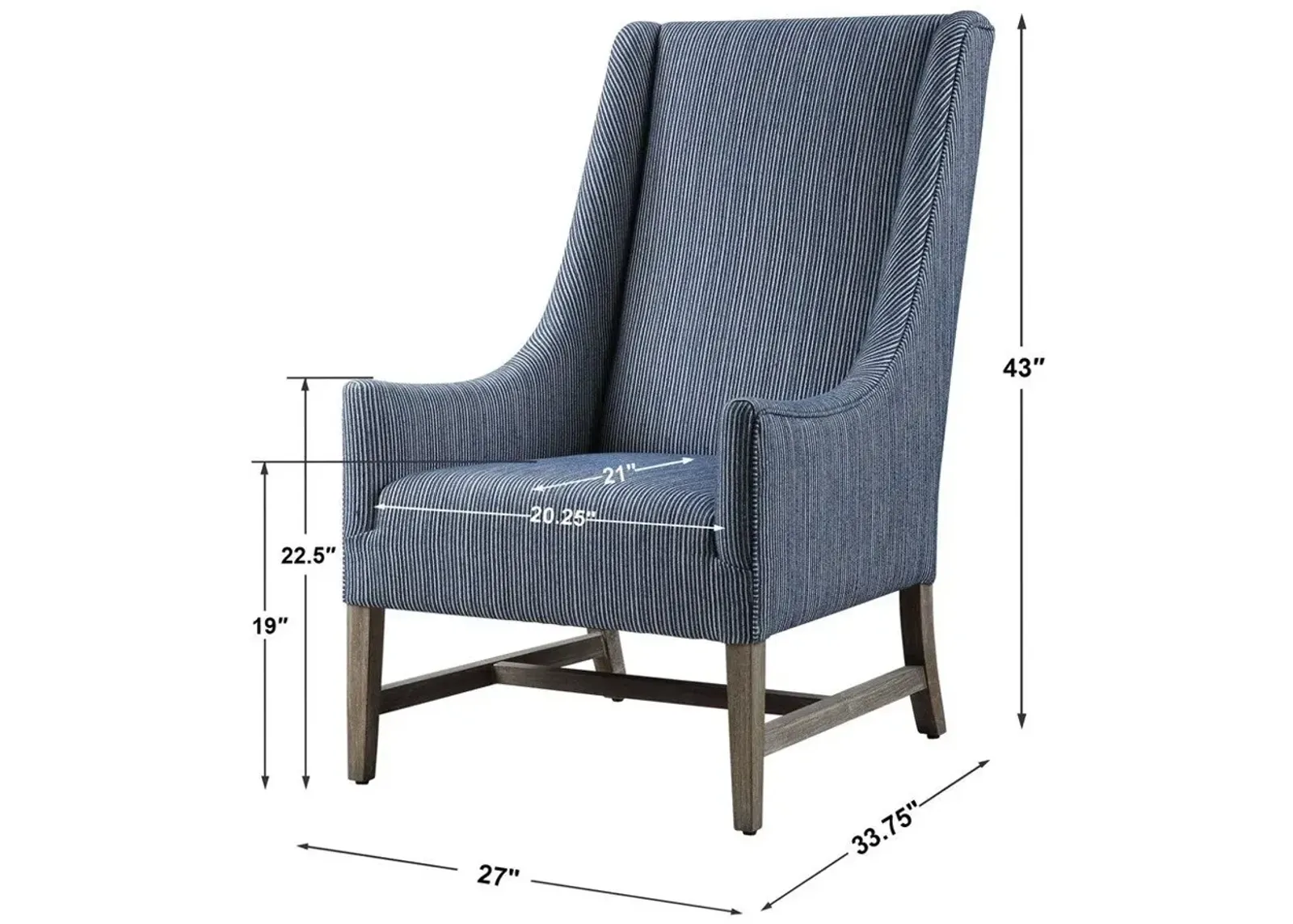 Uttermost Galiot Blue Accent Chair