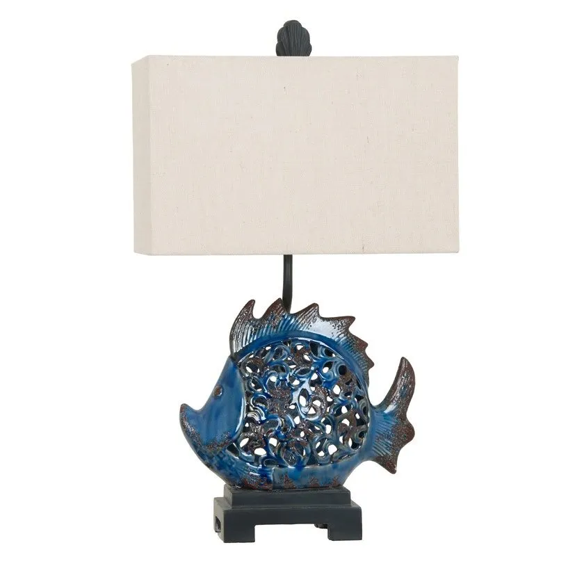 SCALES DARK TURQUOISE TABLE LAMP