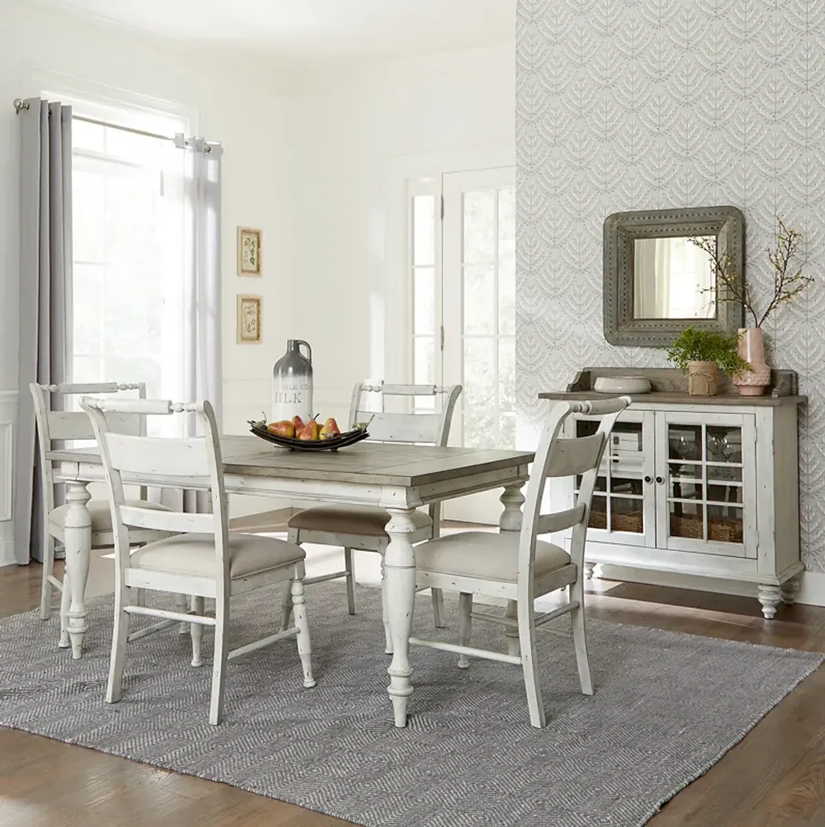 Liberty Furniture Whitney 5-Piece Weathered Gray Rectangular Casual Dining Table Set