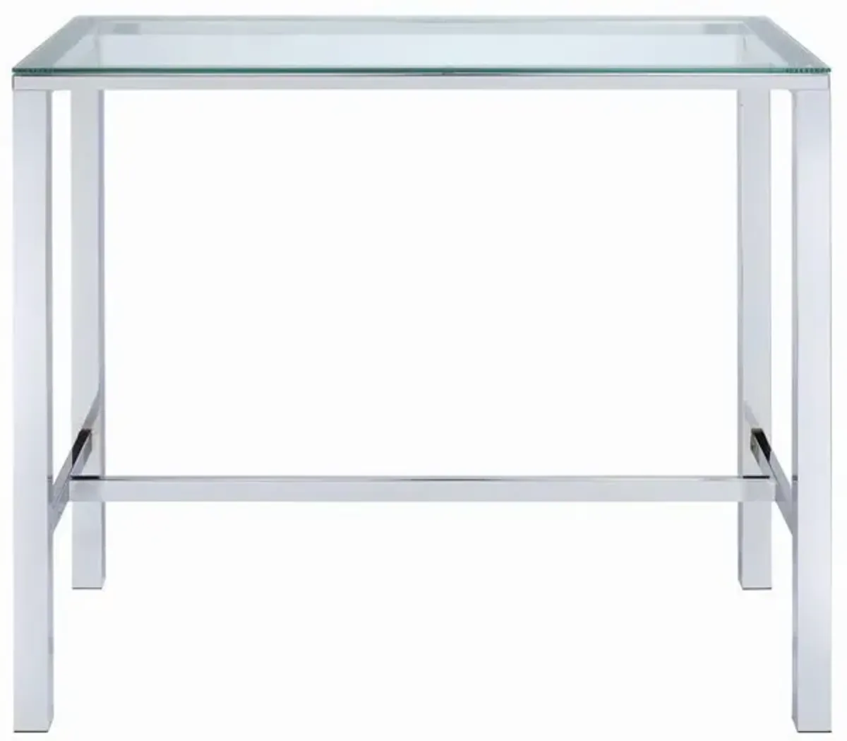 Coaster Tolbert Rectangular 47 Inch Glass Top Pub Bar Table Chrome