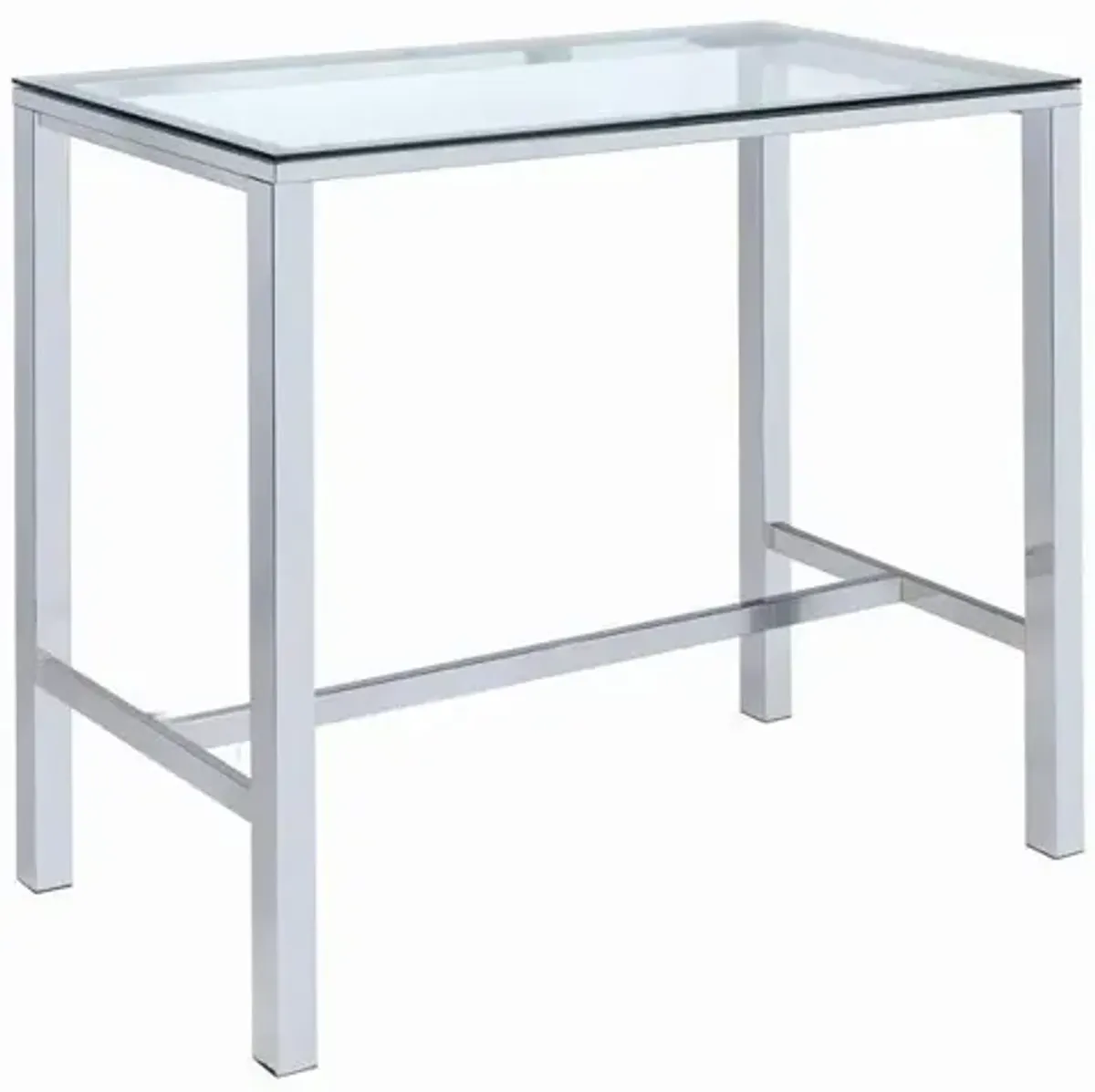 Coaster Tolbert Rectangular 47 Inch Glass Top Pub Bar Table Chrome