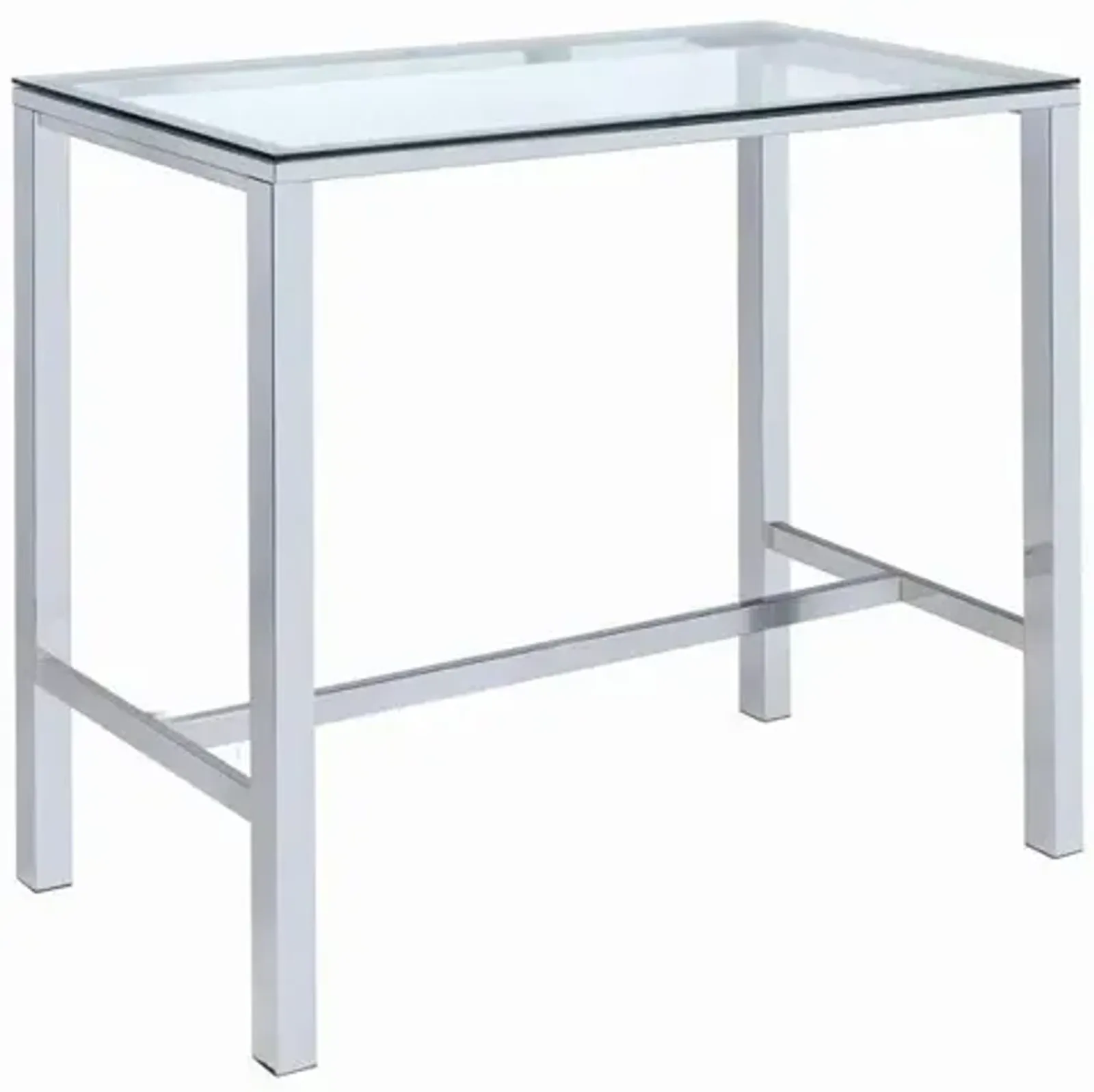 Coaster Tolbert Rectangular 47 Inch Glass Top Pub Bar Table Chrome