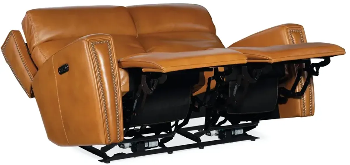 Hooker Furniture Ruthe Derrick Honey Leather Zero Gravity Power Recline Leather Loveseat with Power Headrest