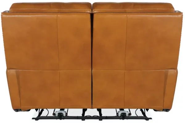 Hooker Furniture Ruthe Derrick Honey Leather Zero Gravity Power Recline Leather Loveseat with Power Headrest