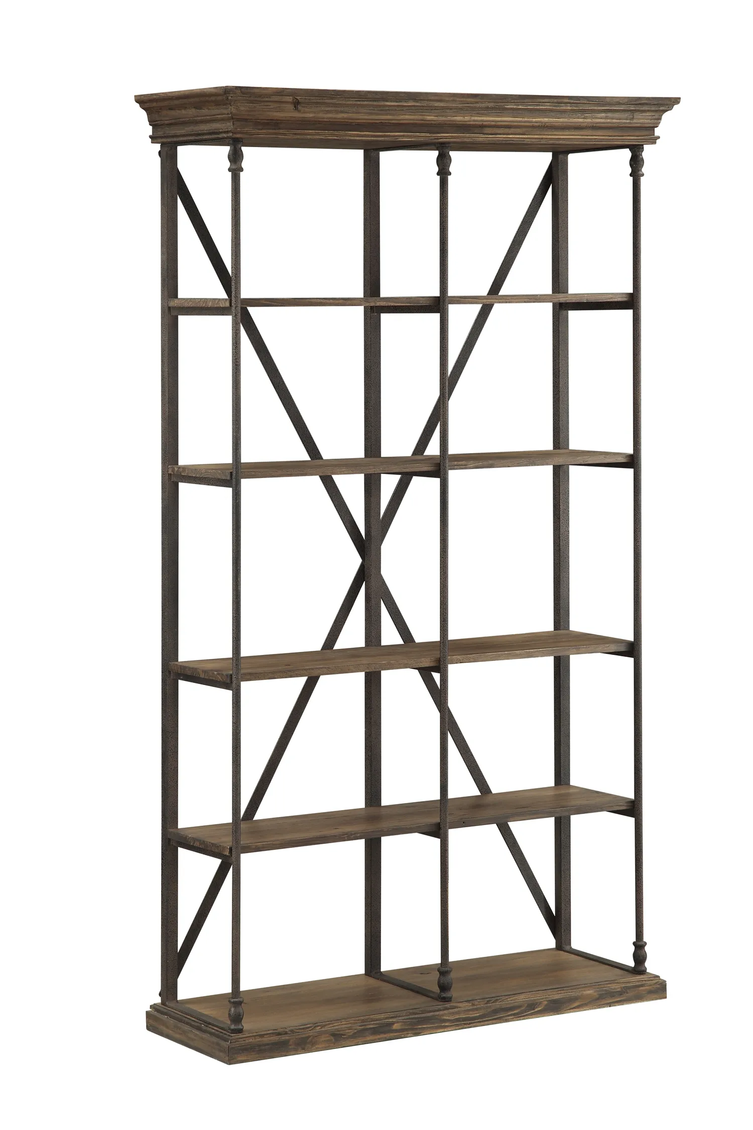 DERBY RUSTIC INDUSTRIAL ETAGERE BOOKSHELF WITH 4 SHELVES - NATURAL BROWN