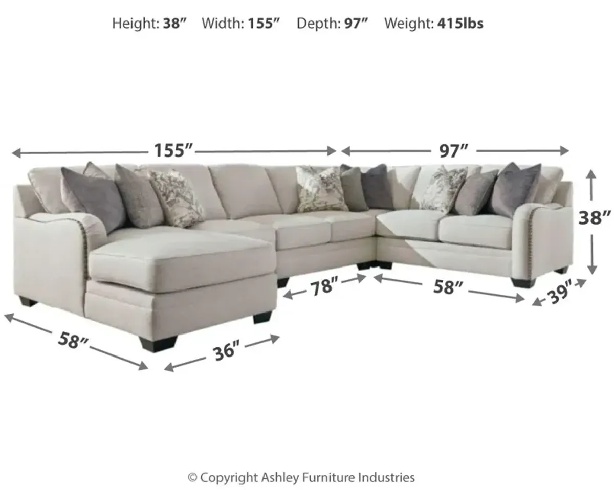 Ashley Dellara 5-Piece Sectional with Chaise Left-Arm Facing Chalk